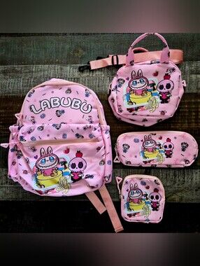 Back to School! 4 pc Cartoon Monster Backpack Set ~ High Quality Super Cute BNWT